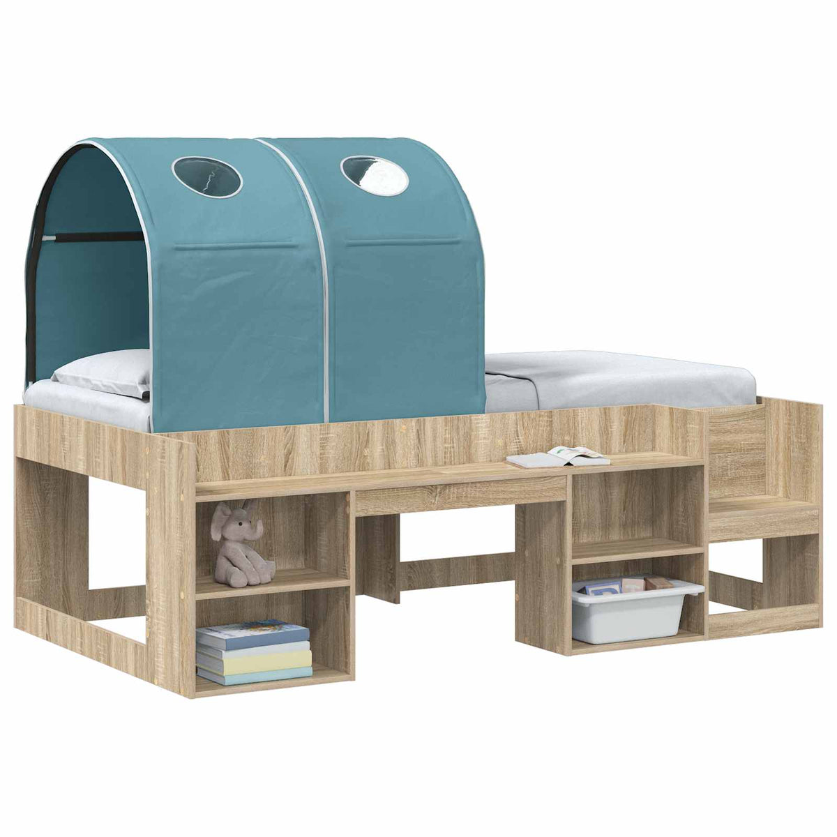 vidaXL Bed Tunnel for Kids Loft Bed 2 pcs Light Blue Polyester 3