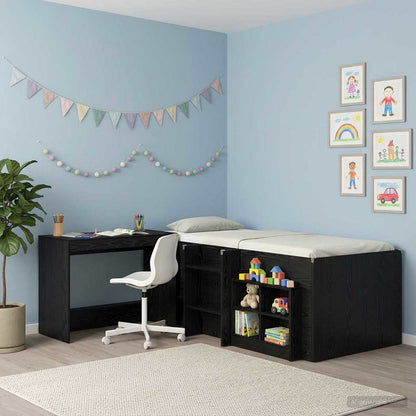 vidaXL Bed Desk Black Oak Engineered Wood 100 x 45 x 75 cm 1