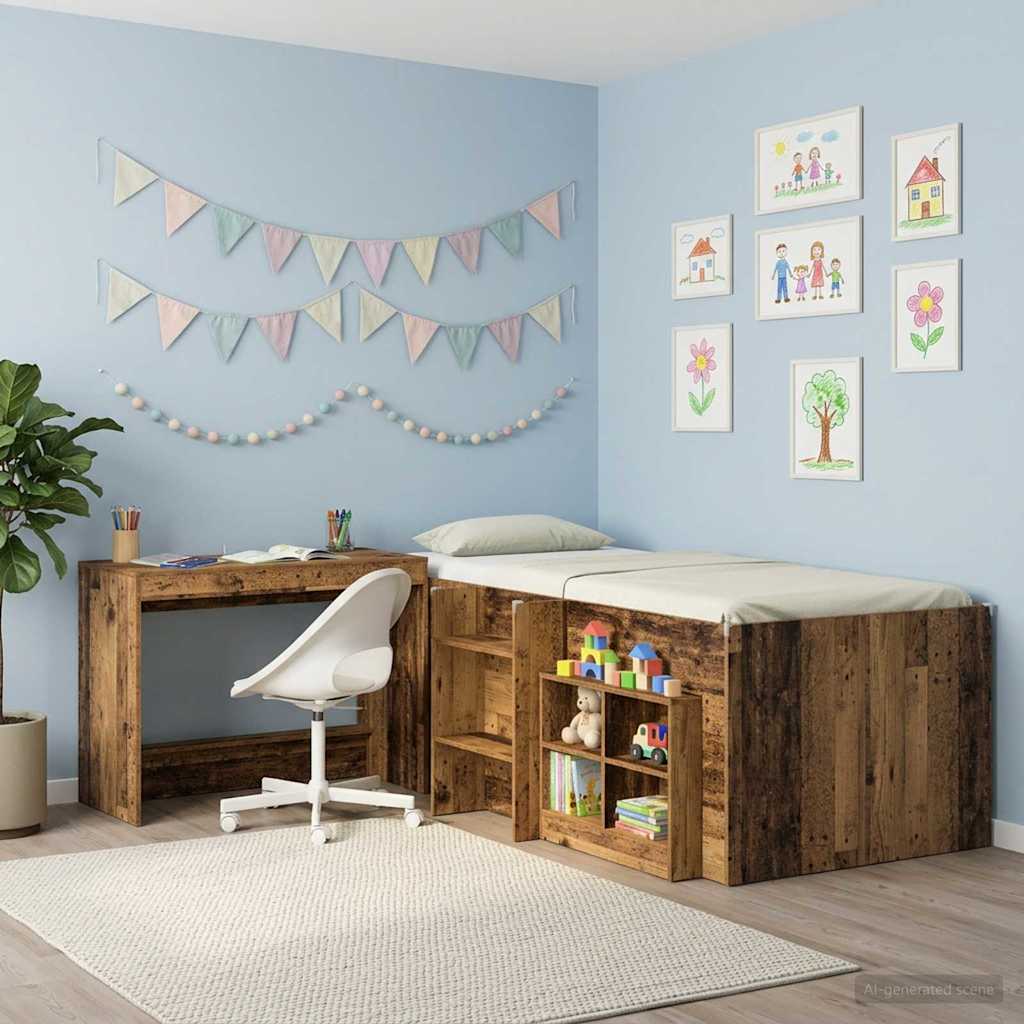 vidaXL Bed Desk Old Wood Engineered Wood 100 x 45 x 75 cm 3