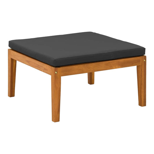 Garden with Cushions Solid Acacia Wood & Rope Black and anthracite Footrest