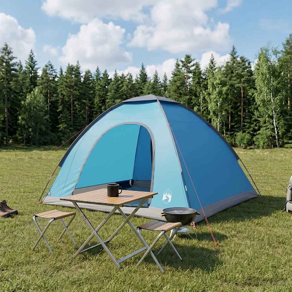 vidaXL Camping Tent 4-Person Blue 185T Polyester with PU coating 1