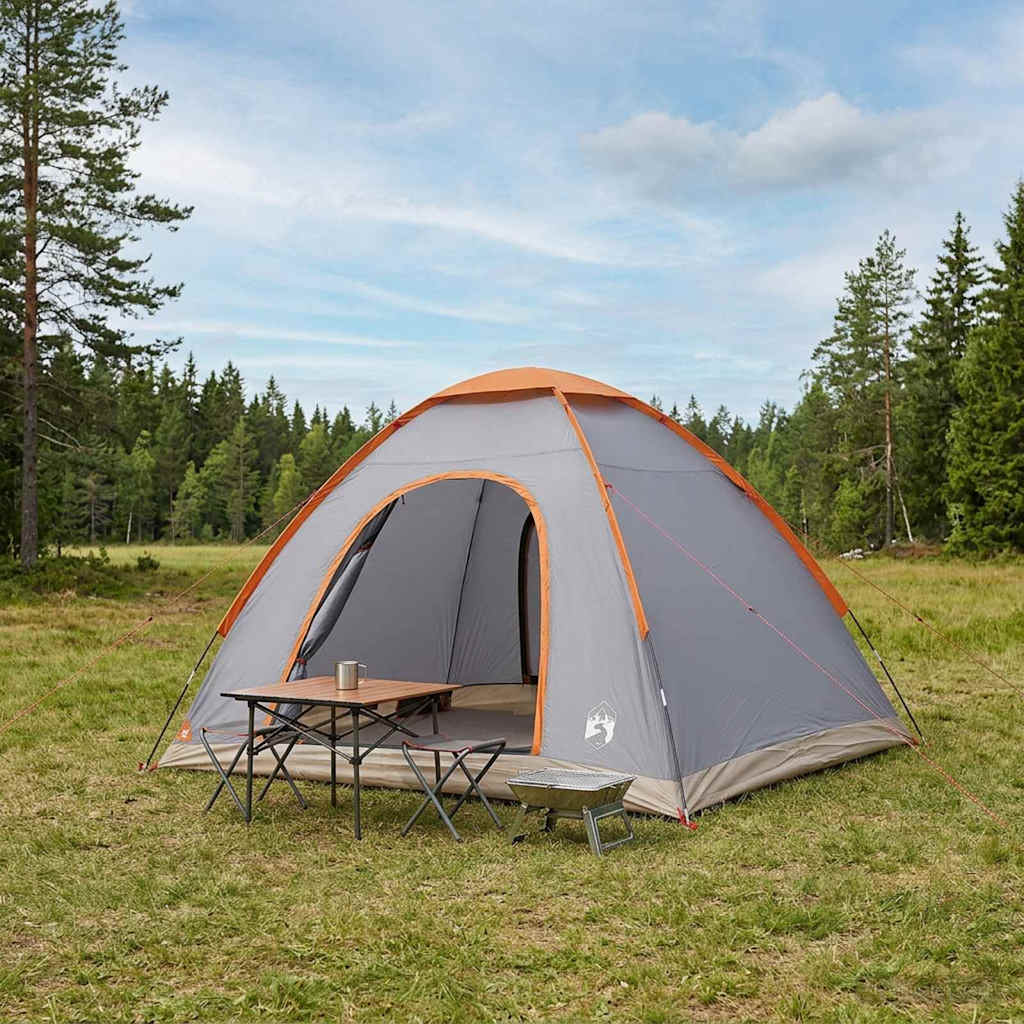 vidaXL Camping Tent 4-Person Grey and Orange 1