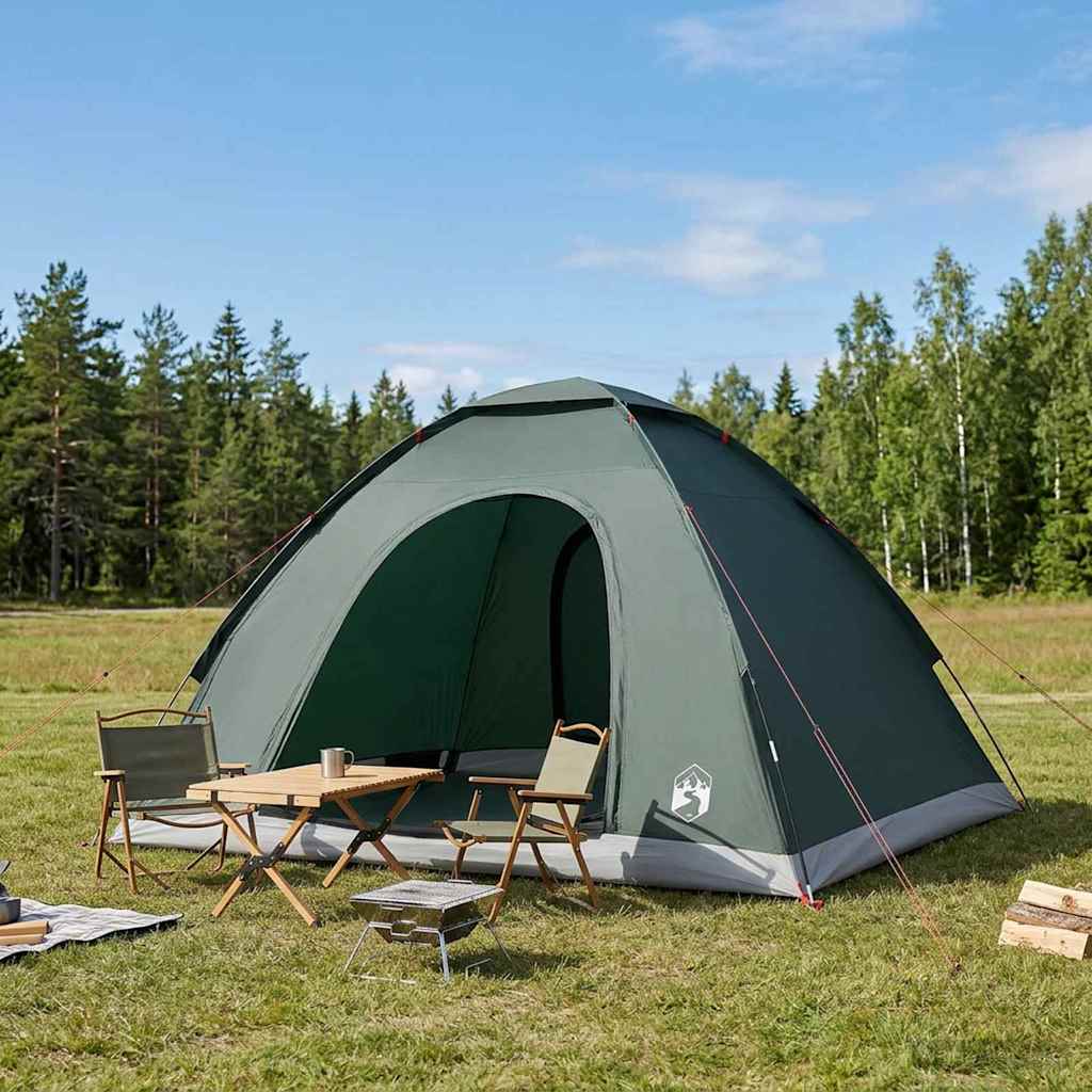 vidaXL Camping Tent 4-Person Army Green 185T Polyester with PU coating 1
