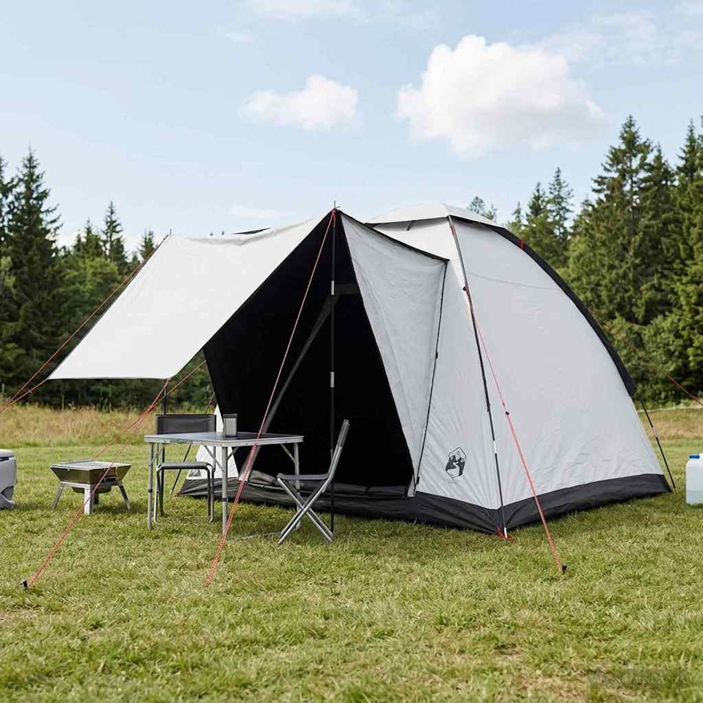 vidaXL Camping Tent 2-Person White Blackout Polyester and Steel 1