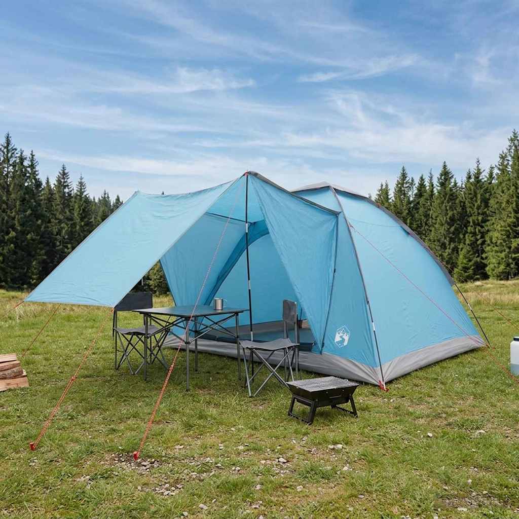 vidaXL Camping Tent 4-Person Blue Polyester and Steel 1