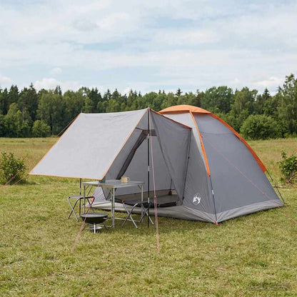 vidaXL Camping Tent 4-Person Grey and Orange Polyester and Steel 1