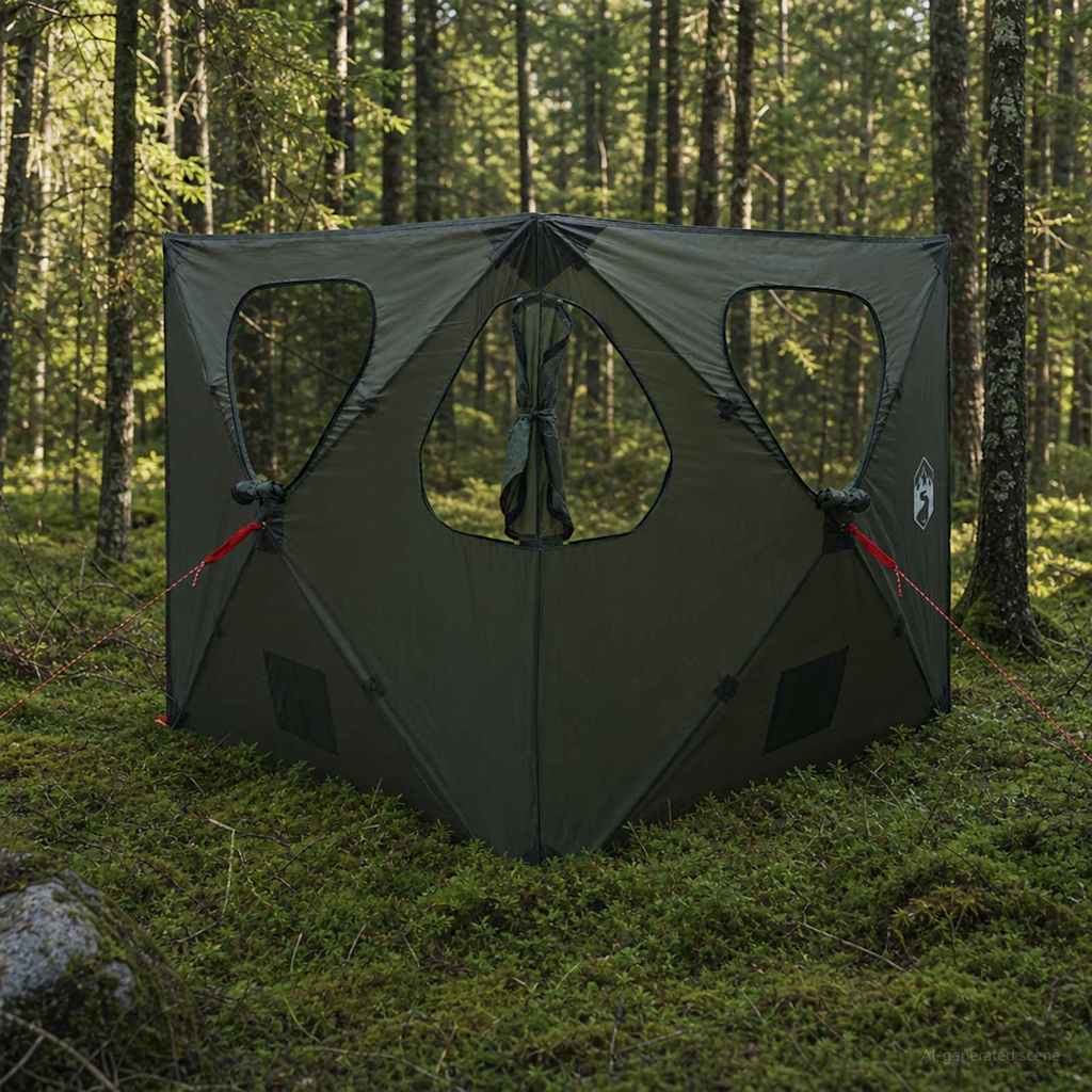 vidaXL Hunting Tent 145 x 145 x 150 cm Army Green Polyester and Steel 1