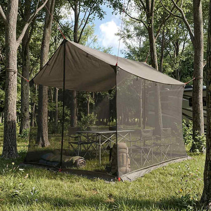 vidaXL Camping Tarp with Mesh Walls 270 x 210 x 210 cm Brown Grey 1