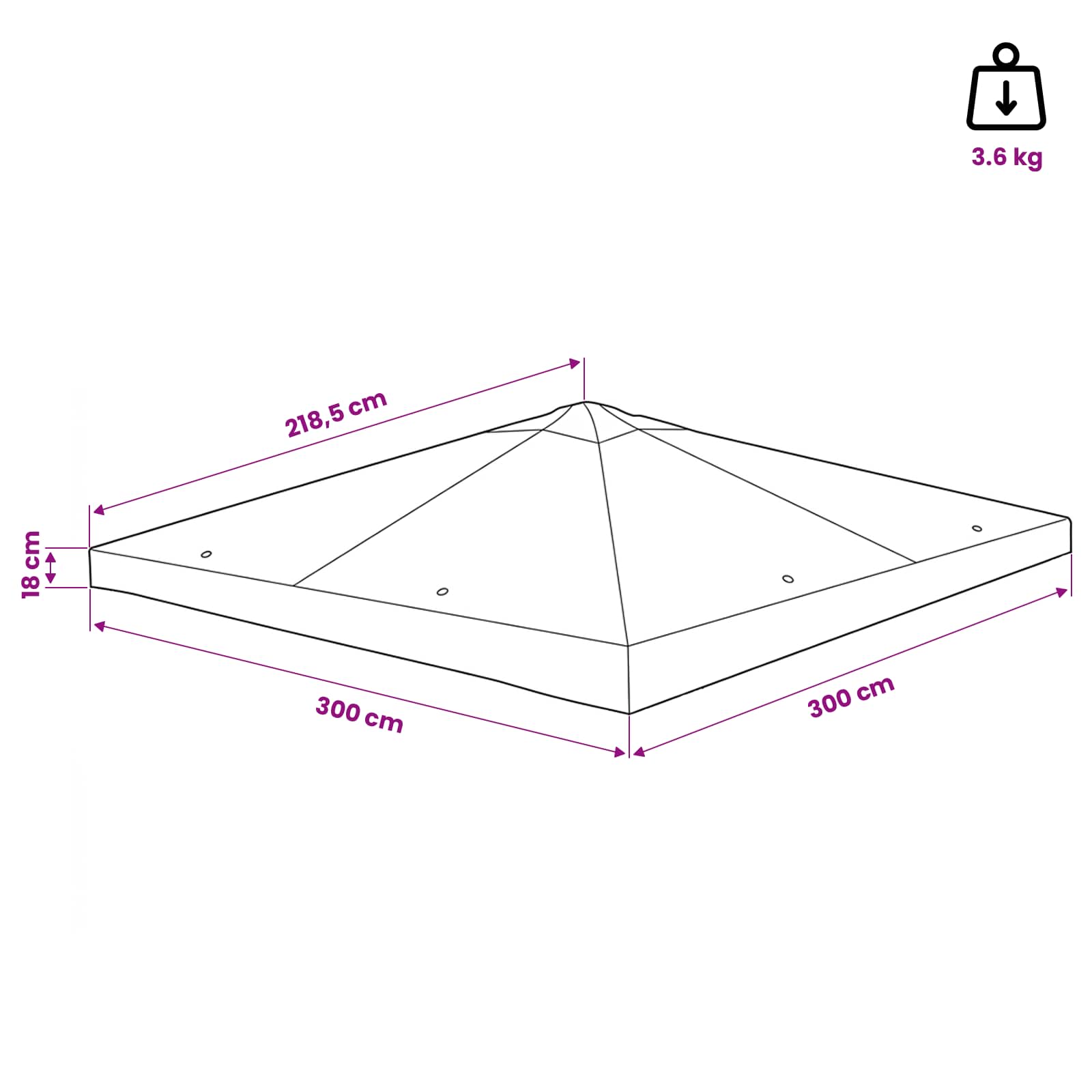 vidaXL Gazebo Cover 300 x 300 cm Taupe Polyester and Steel 6