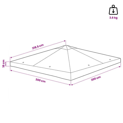 vidaXL Gazebo Cover 300 x 300 cm Taupe Polyester and Steel 6