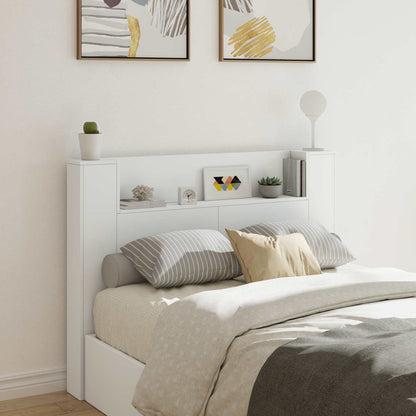 vidaXL Headboard Cabinet with LED White Engineered Wood 1