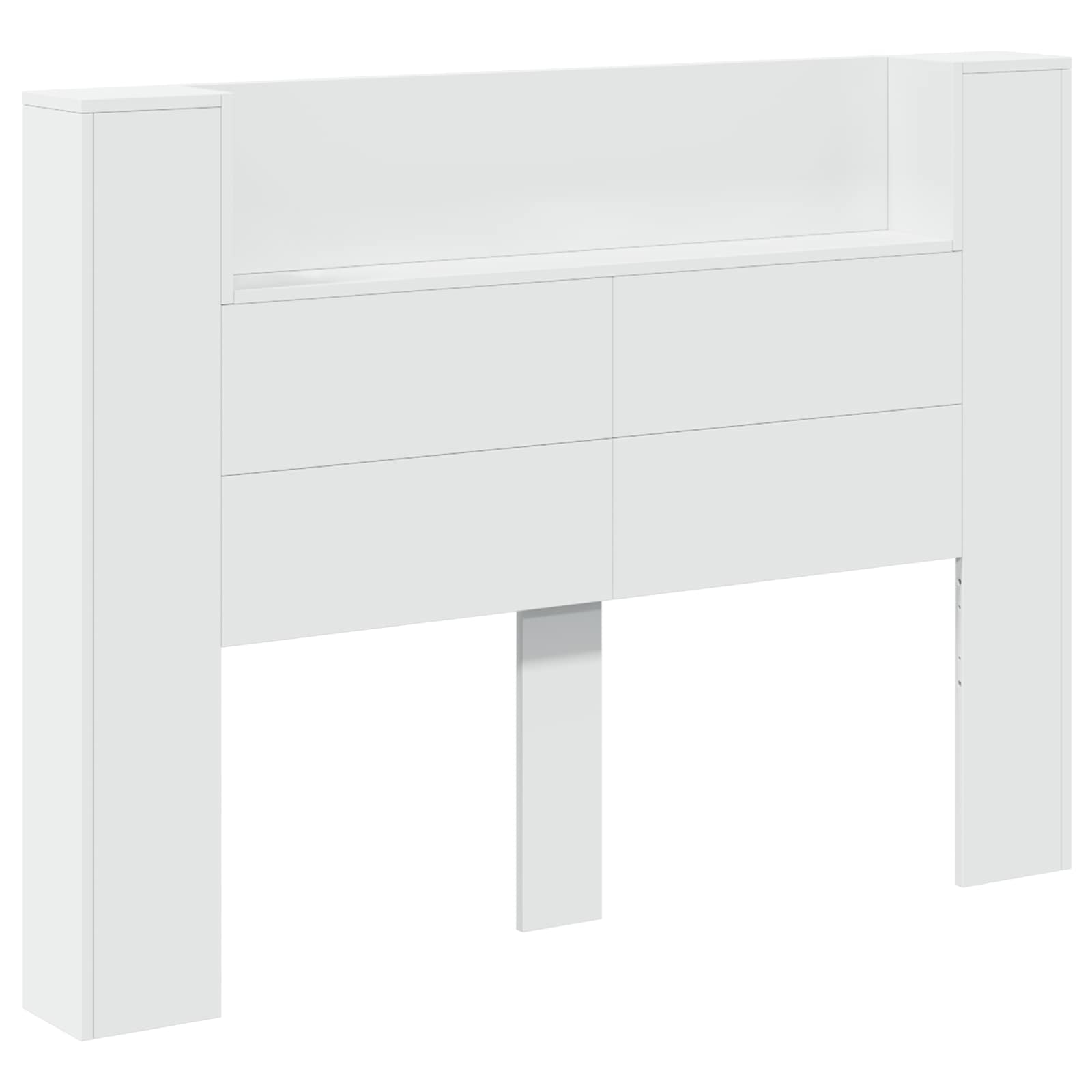 vidaXL Headboard Cabinet with LED White Engineered Wood 2