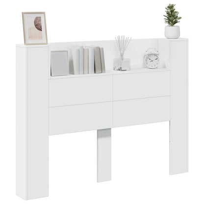 vidaXL Headboard Cabinet with LED White Engineered Wood 3