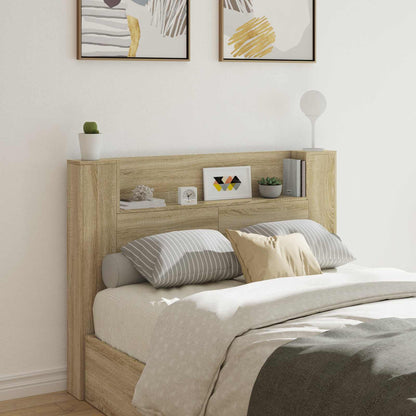 vidaXL Headboard Cabinet with LED Sonoma Engineered Wood 1