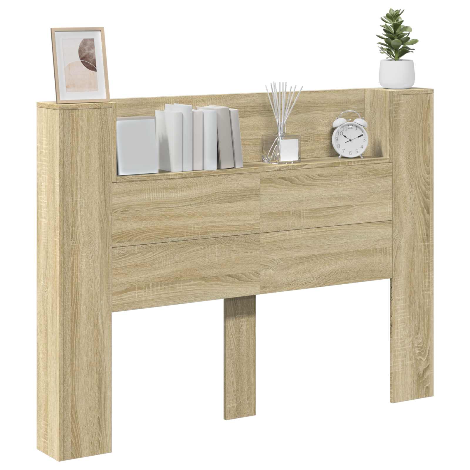 vidaXL Headboard Cabinet with LED Sonoma Engineered Wood 3