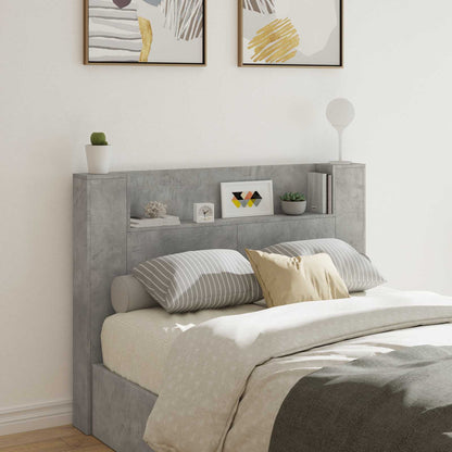 vidaXL Headboard Cabinet with LED Concrete Engineered Wood 1