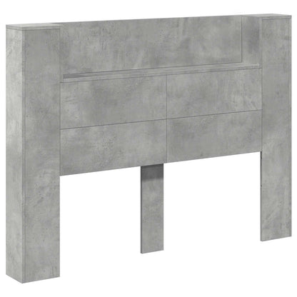 vidaXL Headboard Cabinet with LED Concrete Engineered Wood 2