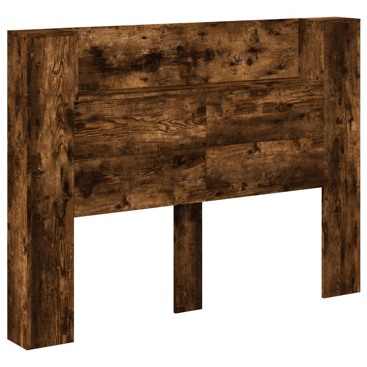 Headboard Cabinet with LED Engineered Wood Width 140 cm Smoked oak