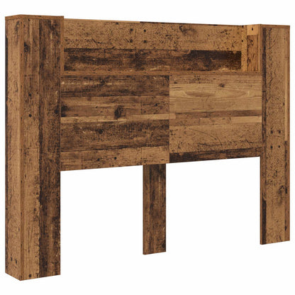 Headboard Cabinet with LED Engineered Wood Width 140 cm Old wood
