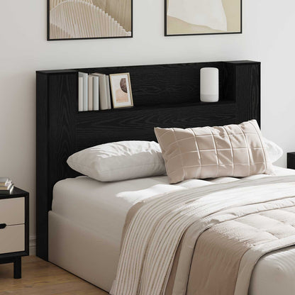 vidaXL Headboard Cabinet with LED Engineered Wood Width 140 cm