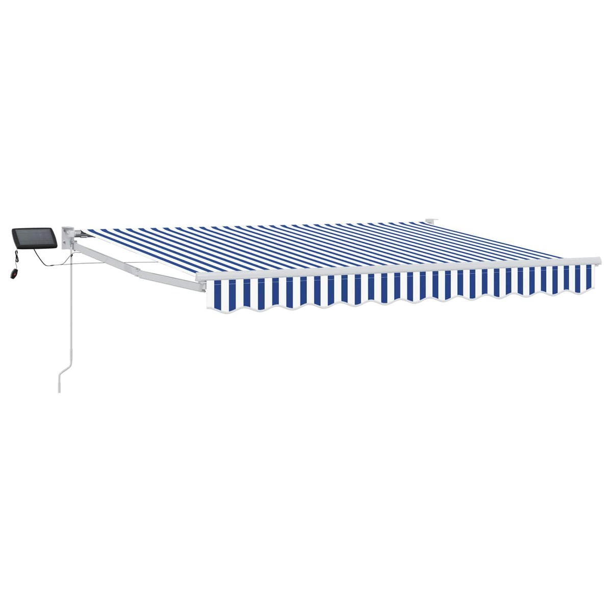 Manual Awning with Solar LED 3.5 x 2 m White Blue and white