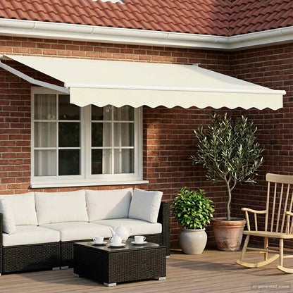 Manual Awning with Solar LED 3.5 x 2 m White Cream