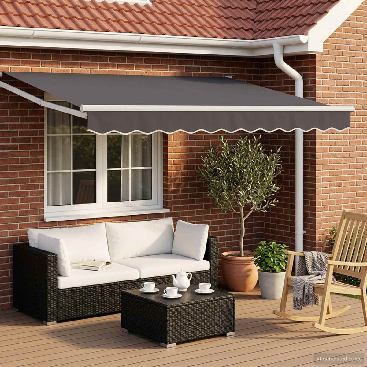 Manual Awning with Solar LED 3.5 x 2 m White Anthracite