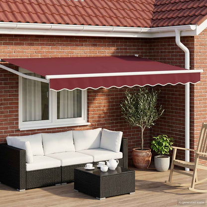 Manual Awning with Solar LED 3.5 x 2 m White Burgundy red