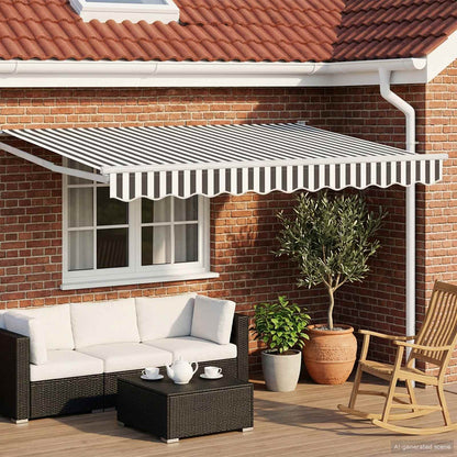 Manual Awning with Solar LED 3.5 x 2 m White Anthracite and white