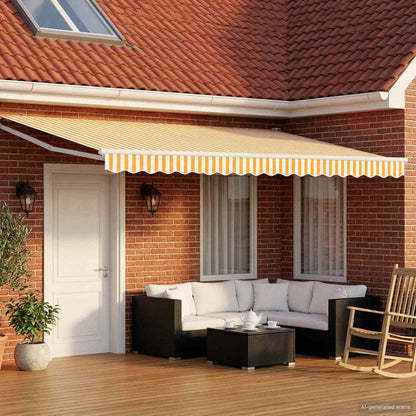 Manual Awning Solar LED Polyester White Yellow
