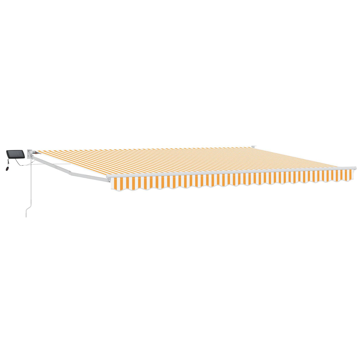 Manual Awning with Solar LED 4 x 2 m 100% Polyester White Yellow and white