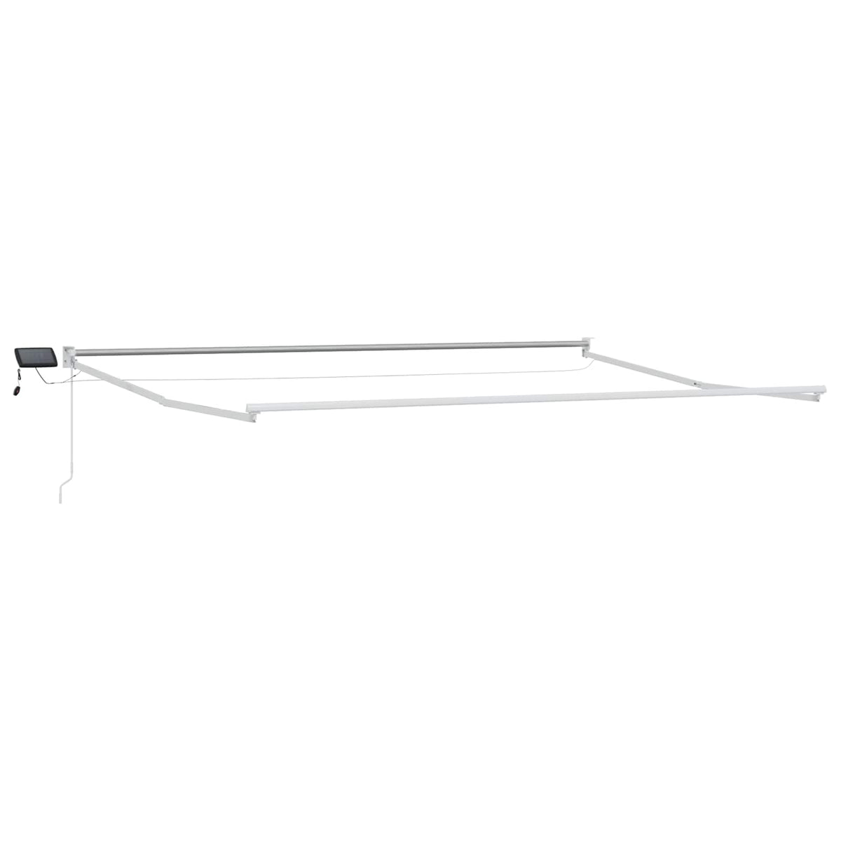 Manual Awning with Solar LED 4 x 2 m 100% Polyester White Yellow and white