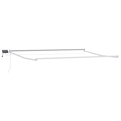 Manual Awning with Solar LED 4 x 2 m 100% Polyester White Yellow and white