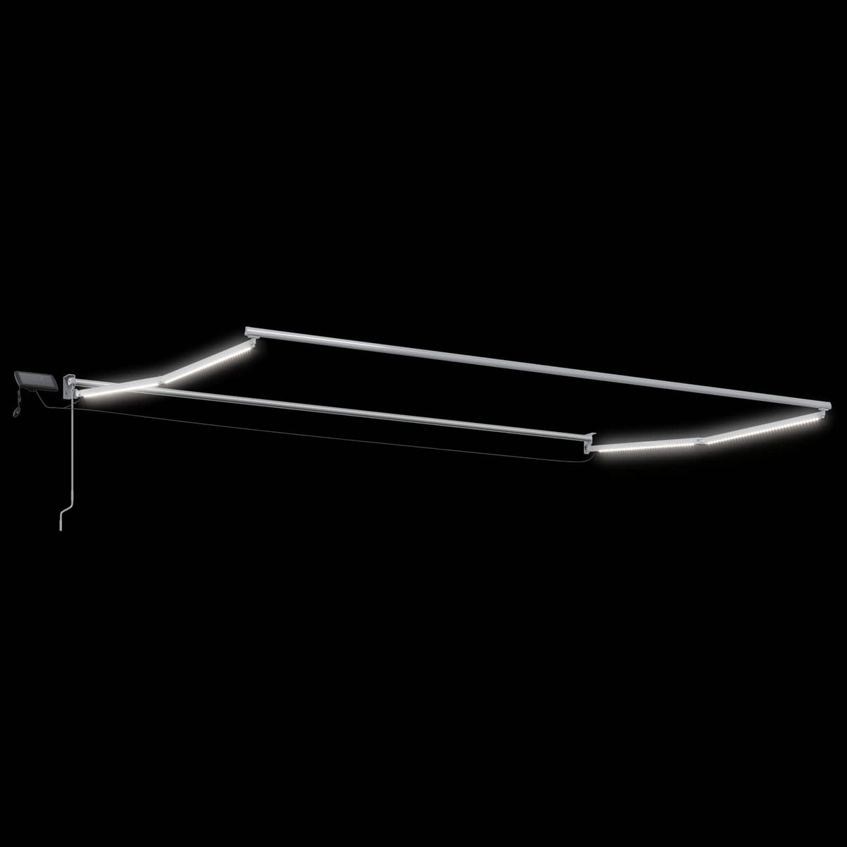 Manual Awning with Solar LED 4 x 2 m 100% Polyester White Yellow and white