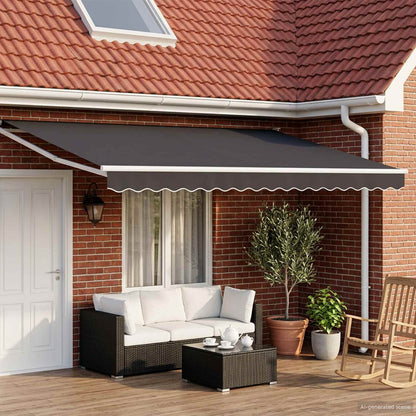 Manual Awning Solar LED Polyester White Anthracite