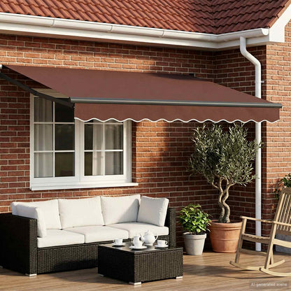 Manual Awning Solar LED Anthracite Brown