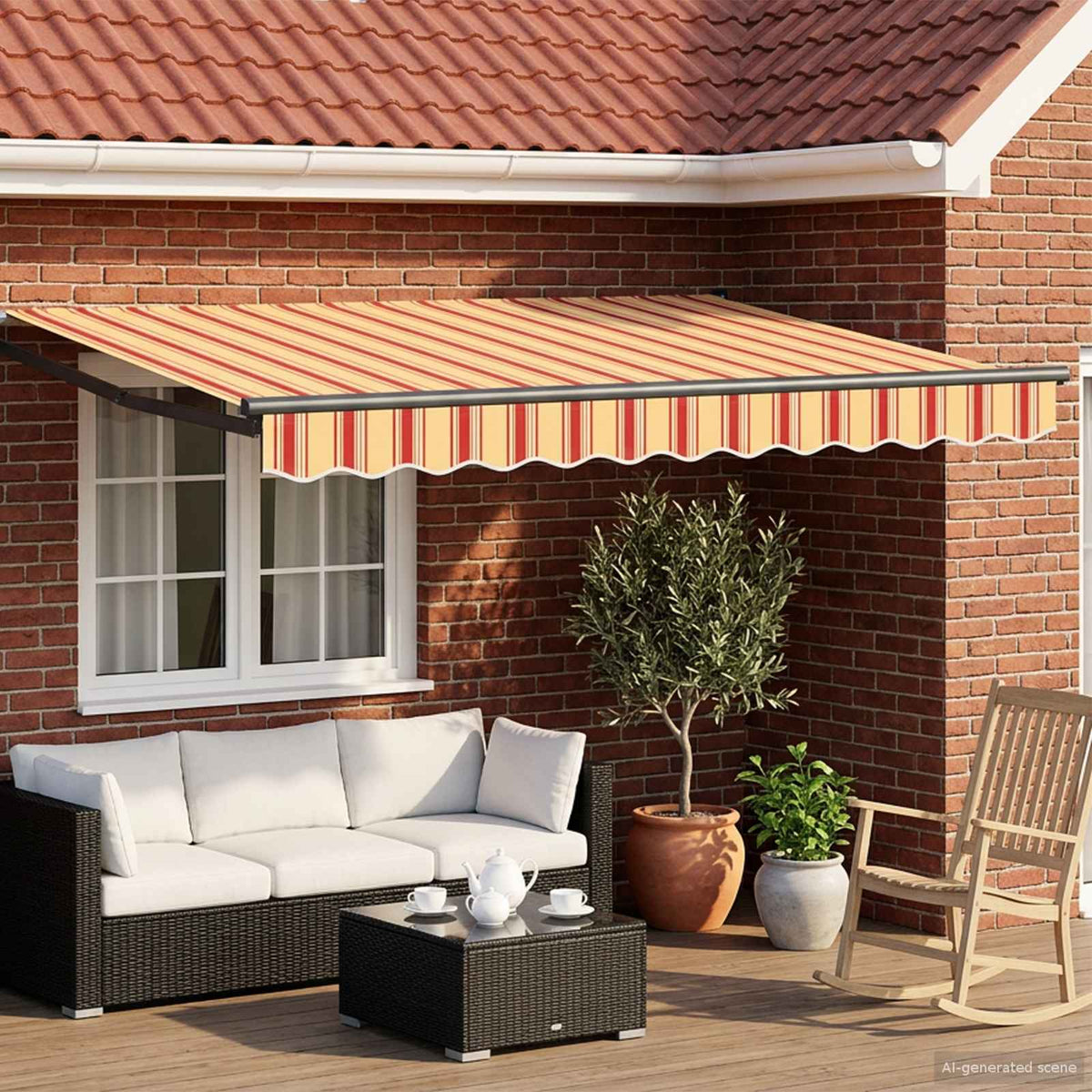 Manual Awning Solar LED Anthracite Multicolour