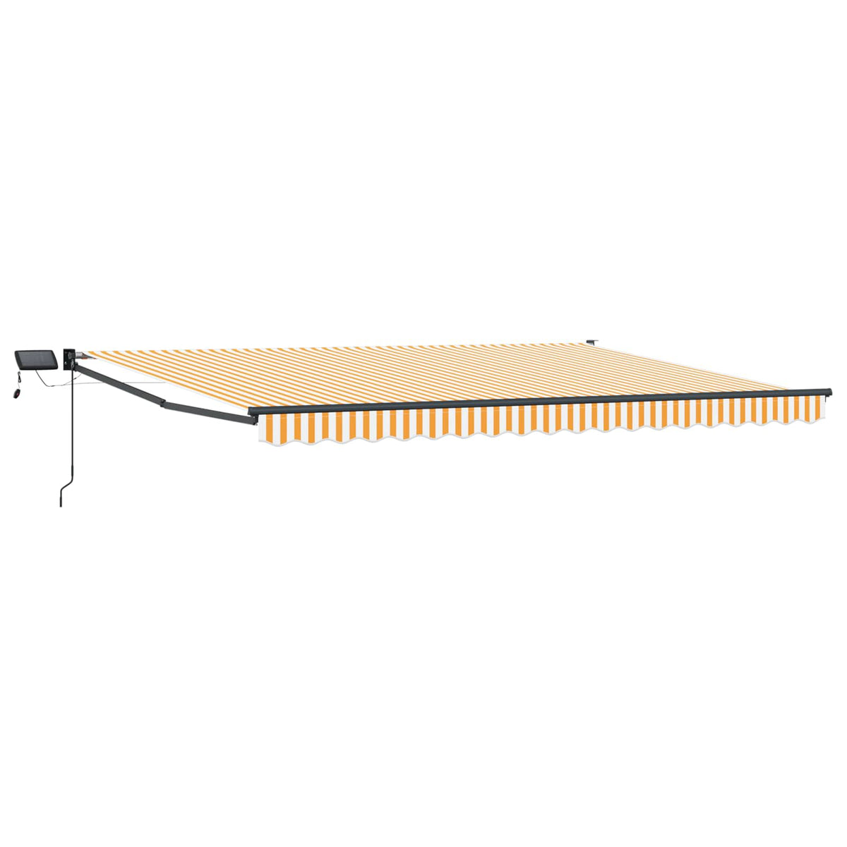 Manual Awning with Solar LED 4 x 2 m 100% Polyester Anthracite Yellow and white