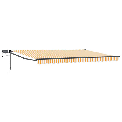 Manual Awning with Solar LED 4 x 2 m 100% Polyester Anthracite Yellow and white