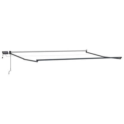 Manual Awning with Solar LED 4 x 2 m 100% Polyester Anthracite Yellow and white