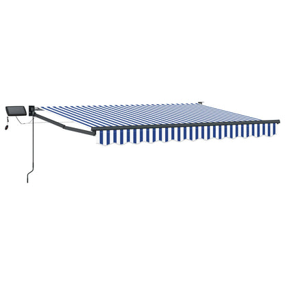 Manual Awning with Solar LED 3.5 x 2.5 m Anthracite Blue and white