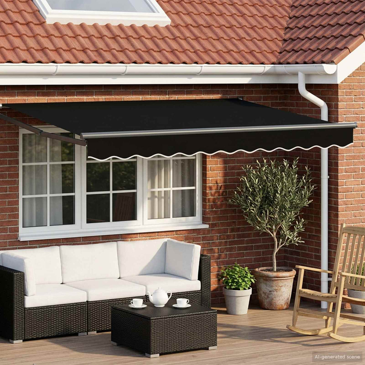 Manual Awning with Solar LED 3.5 x 2.5 m Anthracite Black