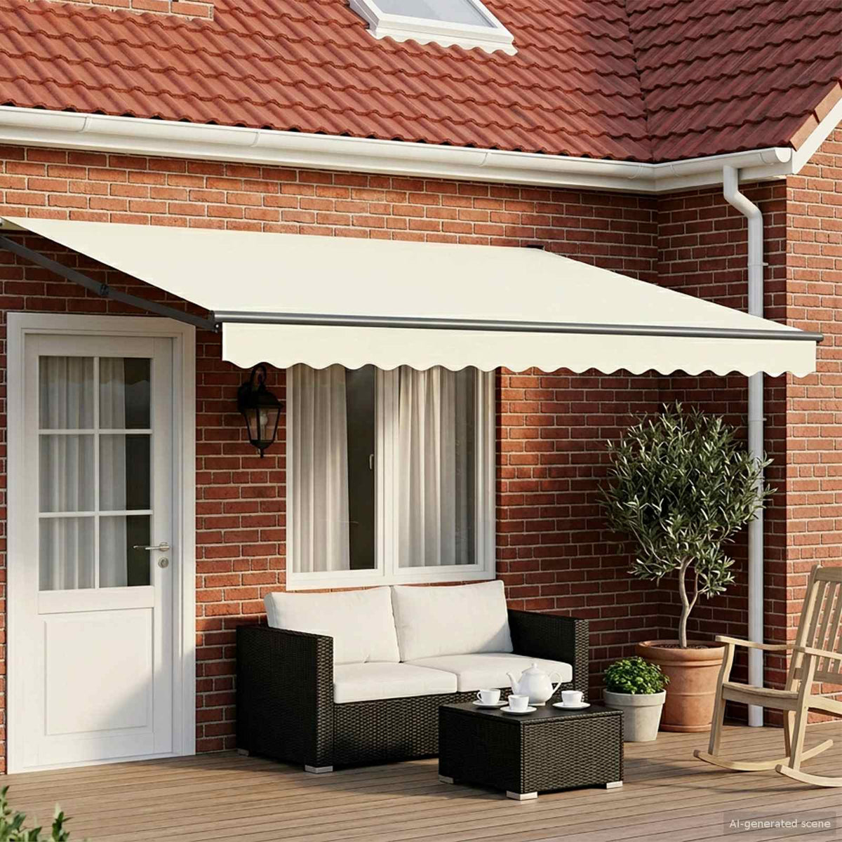 Manual Awning Solar LED Anthracite Cream