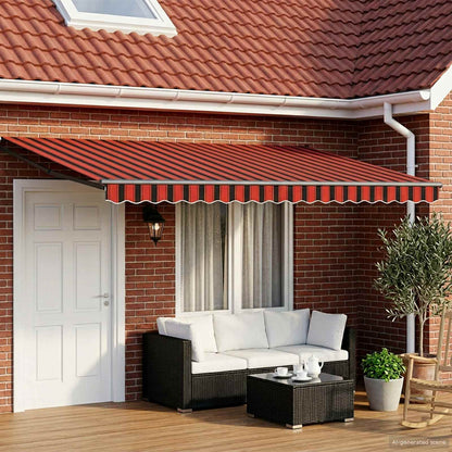 Manual Awning Solar LED Anthracite Orange brown