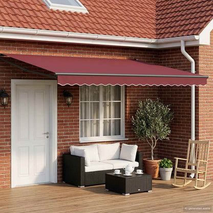 Manual Awning with Solar LED 4.5 x 3 m Anthracite Burgundy red