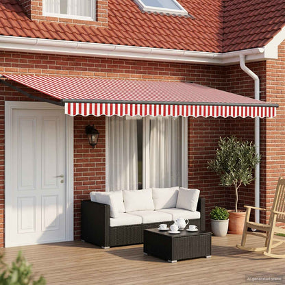 Manual Awning Solar LED Anthracite Red white