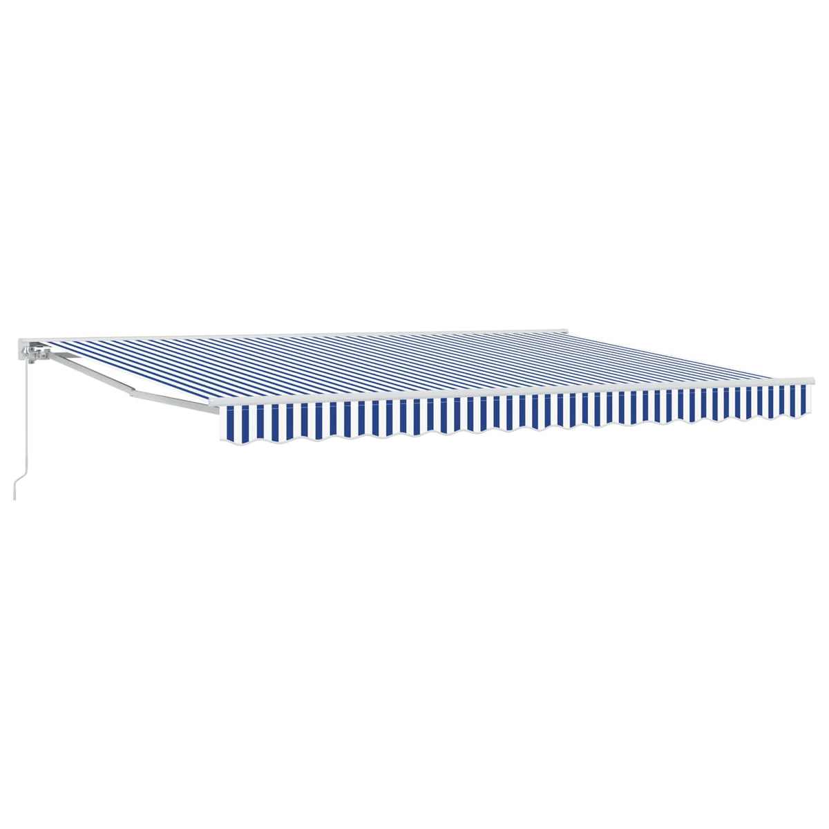 Manual Awning 4 x 3 m Beige 100% Polyester Blue and white (white frame)