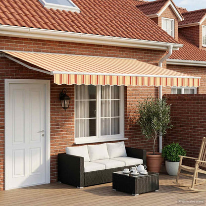 Solar Electric Awning 5 x 3.5 m 100% Polyester White Yellow and orange