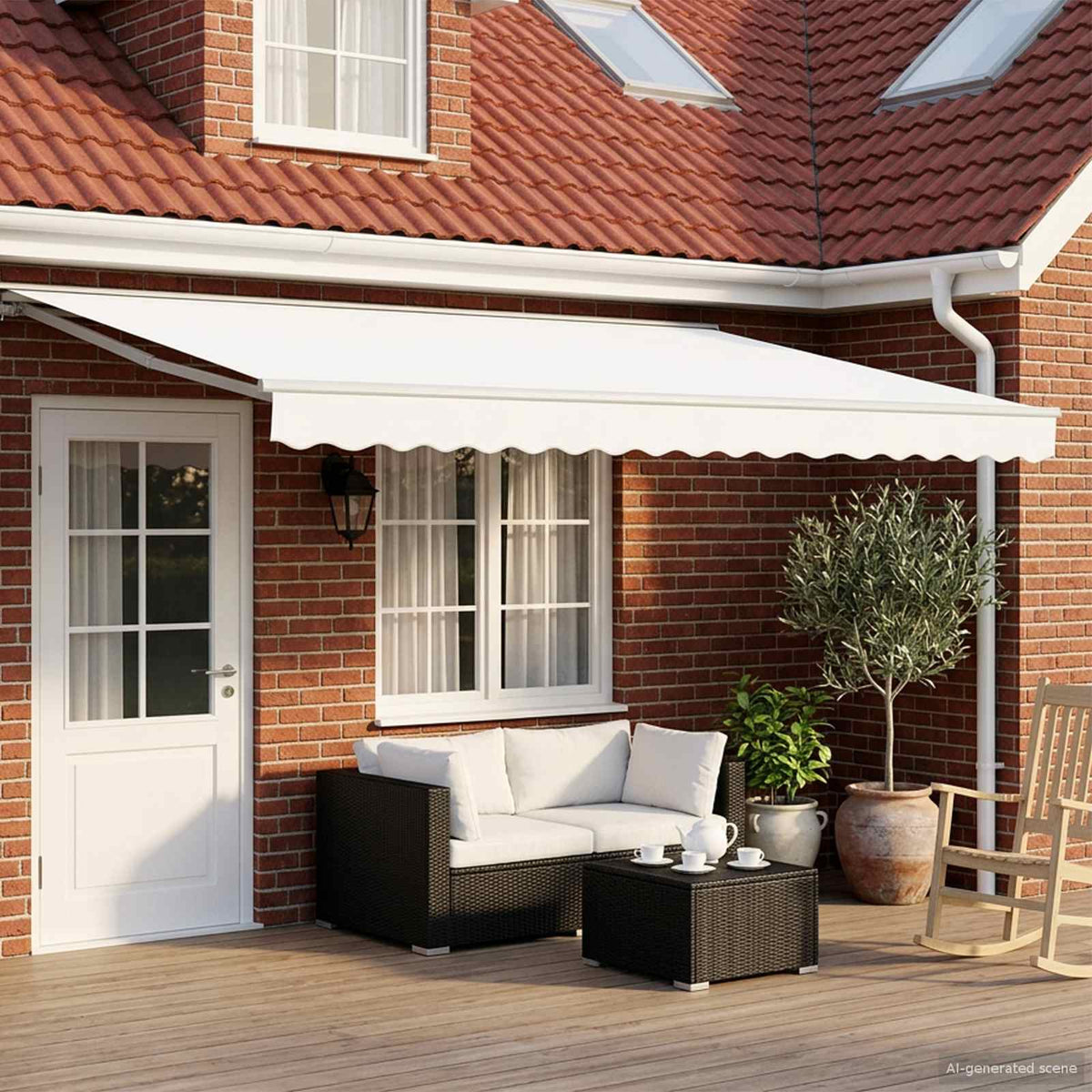 Solar Electric Awning 5 x 3.5 m 100% Polyester White White