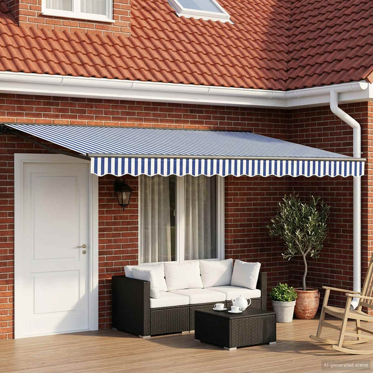 Awning Anthracite Blue white